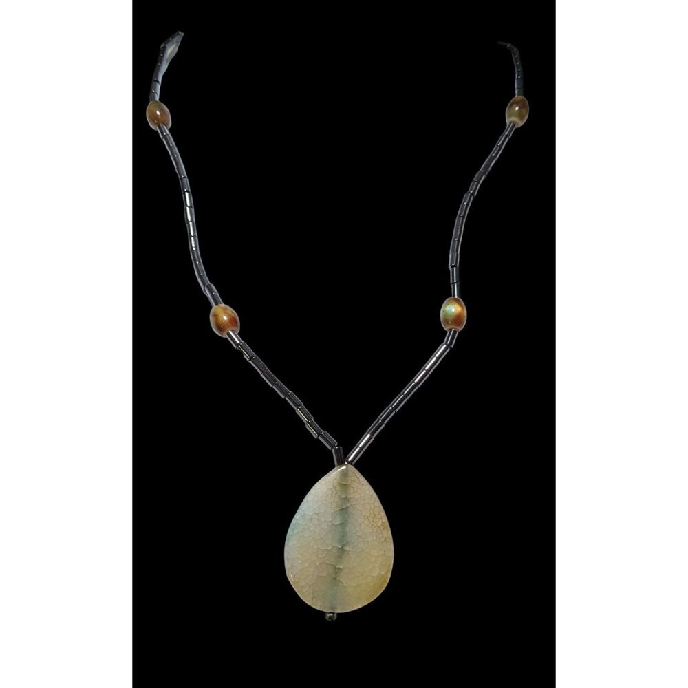 Hematite Agate Teardrop Necklace - image 2
